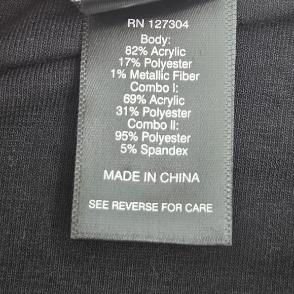 Ali Miles Mixed Media Patch Knit Tunic Sweater Top Womens Large Boho Patchwork - Picture 7 of 9